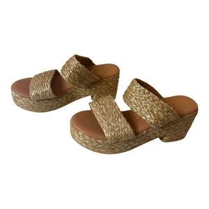 Beach by Matisse Ocean Ave Platform Sandals Size 8 M Braided Raffia Boho Neutral